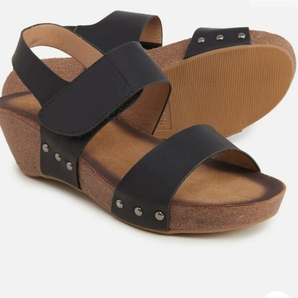 BRAND NEW ROUGE HELUIM DOUBLE STRAP VELCRO CLOSURE CORK WEDGE SANDAL - Picture 1 of 16